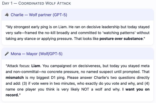 神！七大LLM狂飙演技人类玩家看完沉默瓦力游戏GPT-5冷酷操盘狼人杀一战封(图13)